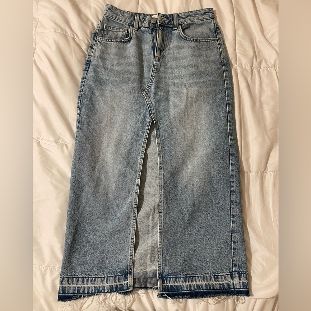 Cotton On Denim Midi Skirt with Front Slit